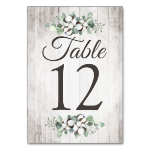 Numéro De Table Bois botanique rustique de coton du pays du Sud