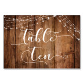 Numéro De Table Bois Brown rustique & Chaînes de lumière Tableau D (Devant)