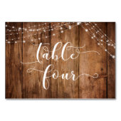 Numéro De Table Bois Brown rustique et cordes lumineuses Table Qua (Dos)