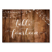 Numéro De Table Bois Brown rustique & Lumières Table Quatorze Cart (Dos)