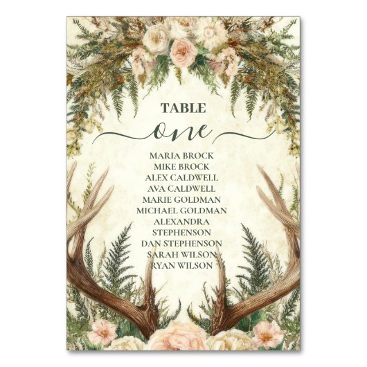 Numéro De Table Bois de bois rustique de bois de cerf (Par défaut)