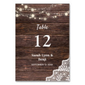 Numéro De Table Bois, dentelle, lumières à cordes (Dos)