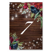Numéro De Table Bois rustique Bourgogne Lumières florales Bois 7 (Dos)