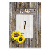 Numéro De Table Bois rustique et tournesols Numéro de tableau Mari (Dos)