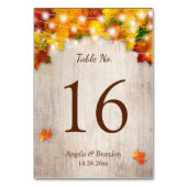 Numéro De Table Bois rustique Feuilles d'automne Mariage Numéro de (Dos)