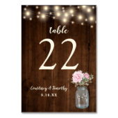 Numéro De Table Bois rustique rose Floral Mason Jar | MARIAGE (Par défaut)