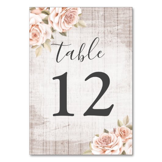 Numéro De Table Bois rustique & Roses romantiques Shabby Chic Mari (Par défaut)