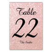 Numéro De Table Bokeh Rose Gold Pailleté Calligraphie Moderne (Dos)