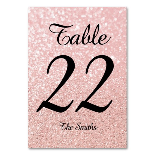 Numéro De Table Bokeh Rose Gold Pailleté Calligraphie Moderne (Par défaut)