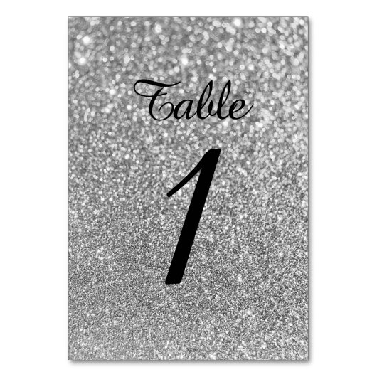 Numéro De Table Bokeh Silver Parties scintillant Moderne Calligrap (Dos)