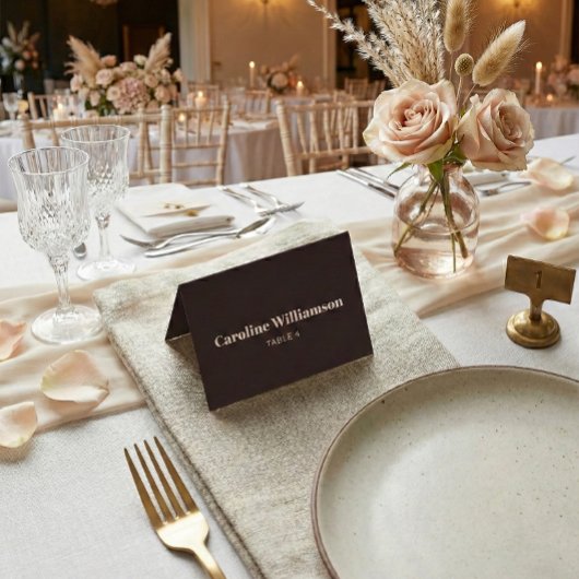 Numéro De Table Bold Brown Typography Custom Wedding Place Card