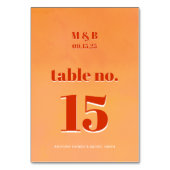 Numéro De Table Bold Modern Orange Sunset Monogram Wedding Seat (Par défaut)