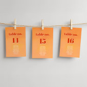Numéro De Table Bold Modern Orange Sunset Seating Chart Wedding