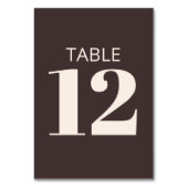 Numéro De Table Bold Typography Brown Modern Bat Mitzvah Custom (Dos)
