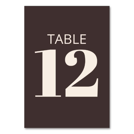 Numéro De Table Bold Typography Brown Modern Bat Mitzvah Custom (Par défaut)