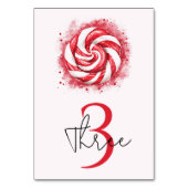 Numéro De Table Bonbons d'hiver rouge et blanc Anniversaire (Dos)