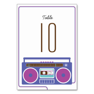 Numéro De Table Boombox Indie Mixtape Mariage violet / bleu