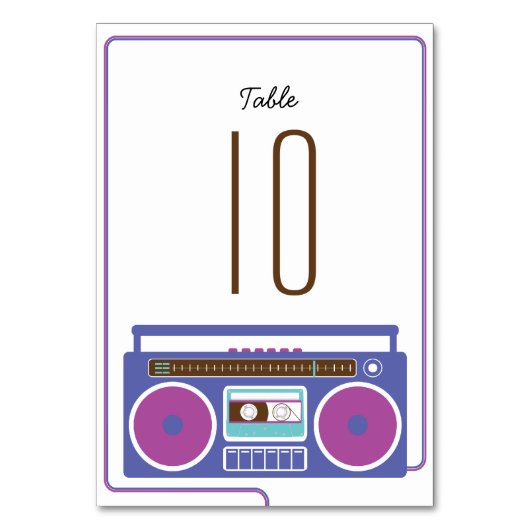 Numéro De Table Boombox Indie Mixtape Mariage violet / bleu (Dos)