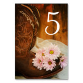 Numéro De Table Boots de cowboy rose Daisées Mariage occidental (Par défaut)