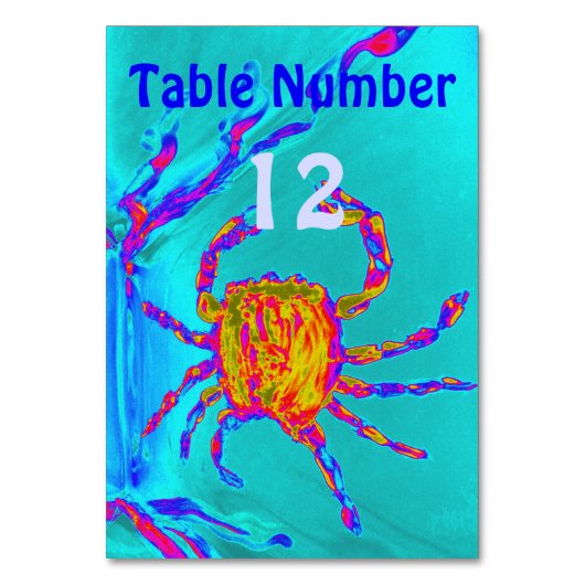 Numéro De Table Bord de mer du crabe cool (Par défaut)