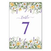 Numéro De Table Bordure aquarelle de fleurs sauvages violettes (Dos)