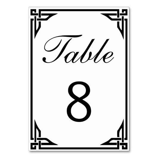 Numéro De Table Bordure Art déco Numéros de tableau recto verso (Dos)