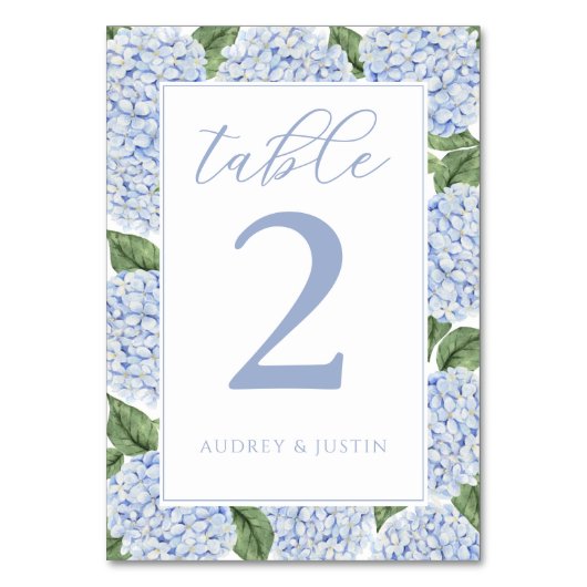 Numéro De Table Bordure Blue Hydrangea personnalisée (Dos)