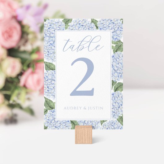 Numéro De Table Bordure Blue Hydrangea personnalisée
