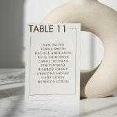 Numéro De Table Bordure Brown beige Mariage simple