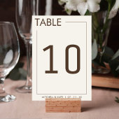 Numéro De Table Bordure Brown beige Mariage simple