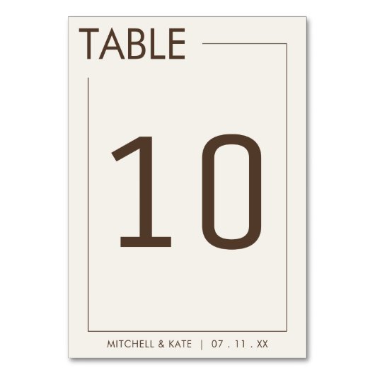 Numéro De Table Bordure Brown beige Mariage simple (Par défaut)
