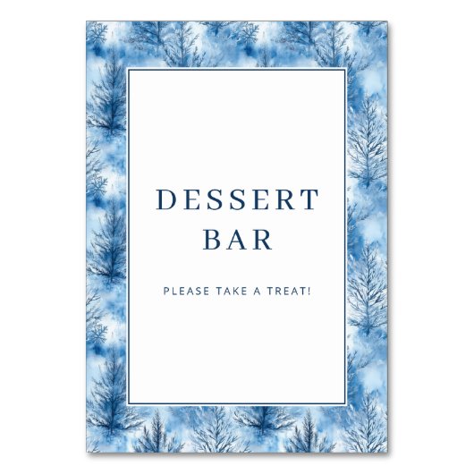 Numéro De Table Bordure d'arbre d'hiver bleu fantaisiste (Par défaut)