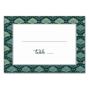 Numéro De Table Bordure de feuille botanique sarcelle sereine