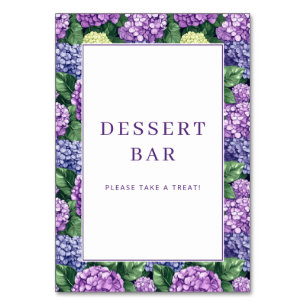 Numéro De Table Bordure de Hortensias Fleuris Violets Joyeux