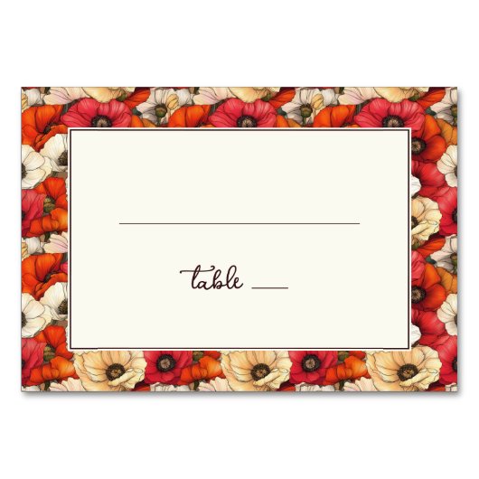 Numéro De Table Bordure de jardin fleuri rouge joyeux (Devant)