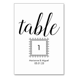 Numéro De Table Bordure de Sièges Décoratifs Noir et Blanc de Mari