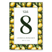 Numéro De Table Bordure d'illustration de citron jaune joyeux (Dos)