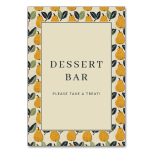 Numéro De Table Bordure d'illustration de poire beige joyeuse