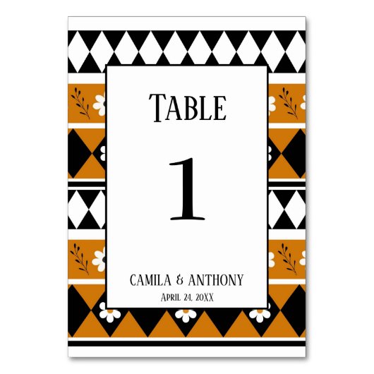 Numéro De Table Bordure Fleur Diamant Boho Motif Floral (Dos)