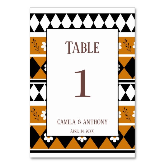 Numéro De Table Bordure Fleur Diamant Boho Motif Floral (Par défaut)