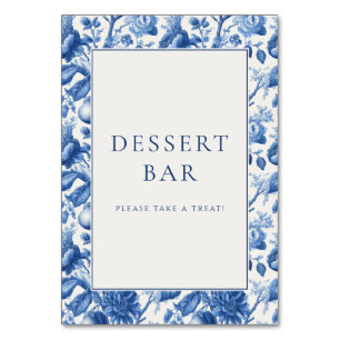 Numéro De Table Bordure Florale Bleue Invitante