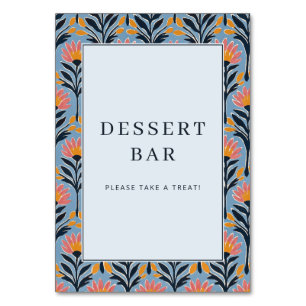 Numéro De Table Bordure florale bleue joyeuse