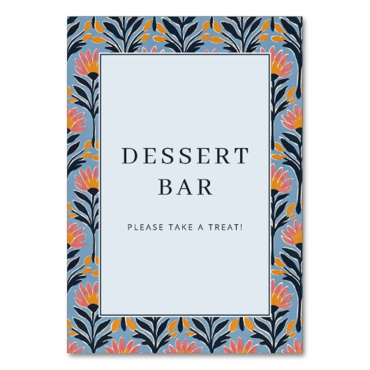 Numéro De Table Bordure florale bleue joyeuse (Par défaut)