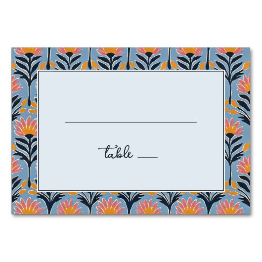 Numéro De Table Bordure Florale Bleue Joyeuse (Devant)