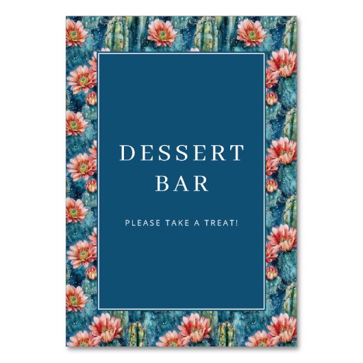 Numéro De Table Bordure florale de cactus Navy joyeuse (Par défaut)