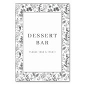Numéro De Table Bordure Florale Élégante Noir et Blanc (Dos)