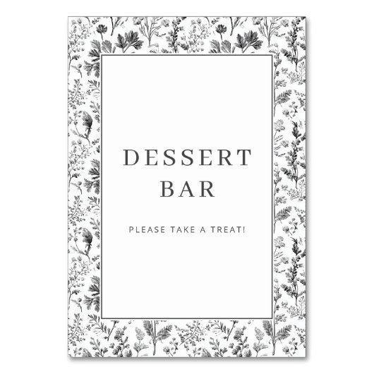 Numéro De Table Bordure Florale Élégante Noir et Blanc (Par défaut)