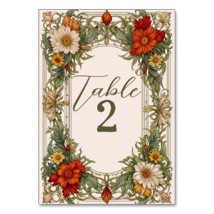 Numéro De Table Bordure ornée victorienne avec Mariage Fleur sauva
