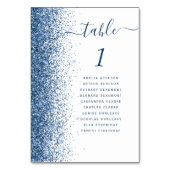 Numéro De Table Bordure Pailletée Bleue Mariage Blanc (Dos)