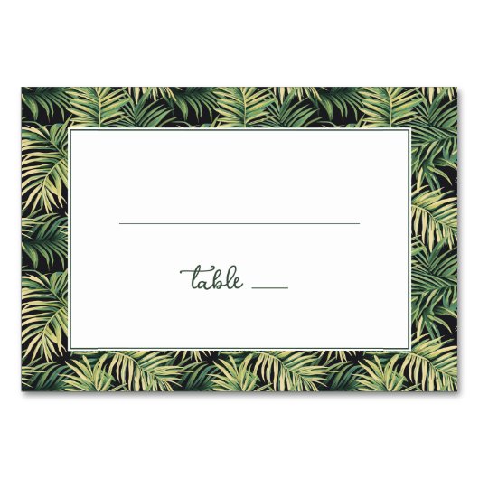 Numéro De Table Bordure Palmier Tropical Vert Frais (Devant)